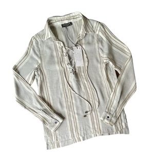 NEW Maven West Lightweight Striped Lace Up “Carson” Tunic Top / Cover Up, XS